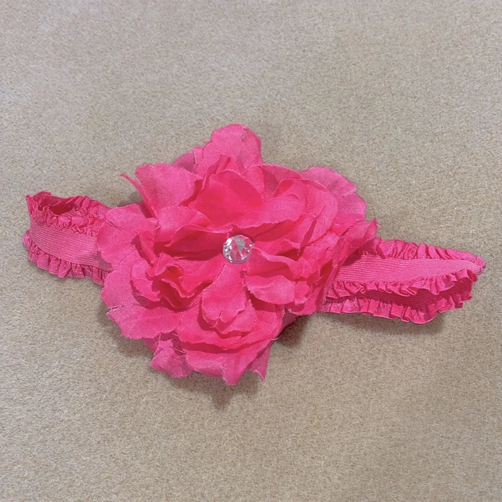ONE SET OF 6 FLOWER & CRYSTAL + 1 BONUS HEADBANDS SIZE BABY GIRL TO TODDLER